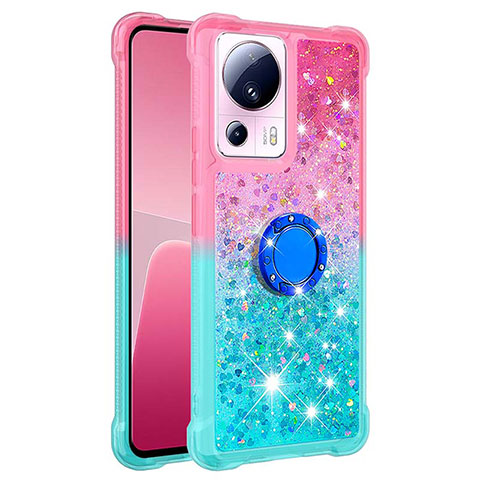 Funda Silicona Carcasa Goma Bling-Bling con Anillo de dedo Soporte S02 para Xiaomi Mi 12 Lite NE 5G Rosa