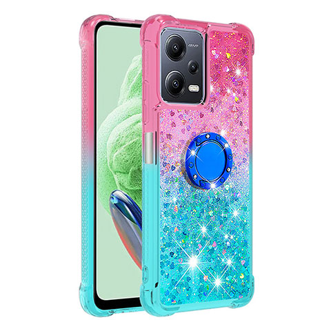 Funda Silicona Carcasa Goma Bling-Bling con Anillo de dedo Soporte S02 para Xiaomi Poco X5 5G Rosa