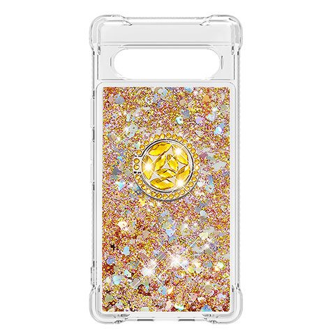 Funda Silicona Carcasa Goma Bling-Bling con Anillo de dedo Soporte S03 para Google Pixel 7a 5G Oro