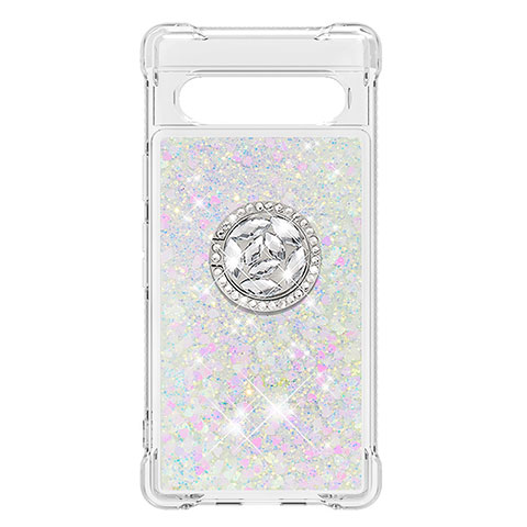 Funda Silicona Carcasa Goma Bling-Bling con Anillo de dedo Soporte S03 para Google Pixel 7a 5G Rosa