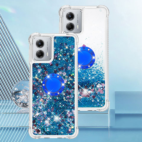 Funda Silicona Carcasa Goma Bling-Bling con Anillo de dedo Soporte YB1 para Motorola Moto G 5G (2023) Azul