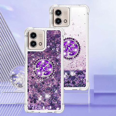 Funda Silicona Carcasa Goma Bling-Bling con Anillo de dedo Soporte YB1 para Motorola Moto G Stylus (2023) 4G Morado