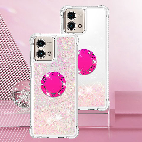 Funda Silicona Carcasa Goma Bling-Bling con Anillo de dedo Soporte YB1 para Motorola Moto G Stylus (2023) 4G Rosa