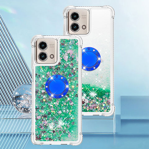 Funda Silicona Carcasa Goma Bling-Bling con Anillo de dedo Soporte YB1 para Motorola Moto G Stylus (2023) 4G Verde