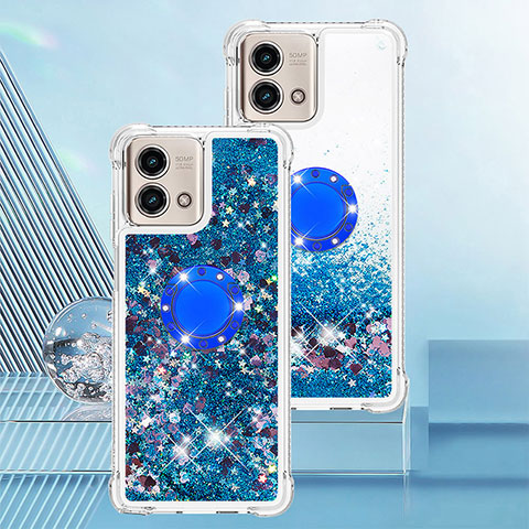 Funda Silicona Carcasa Goma Bling-Bling con Anillo de dedo Soporte YB1 para Motorola Moto G Stylus (2023) 5G Azul