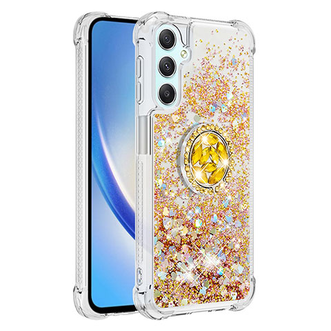 Funda Silicona Carcasa Goma Bling-Bling con Anillo de dedo Soporte YB1 para Samsung Galaxy A25 5G Oro