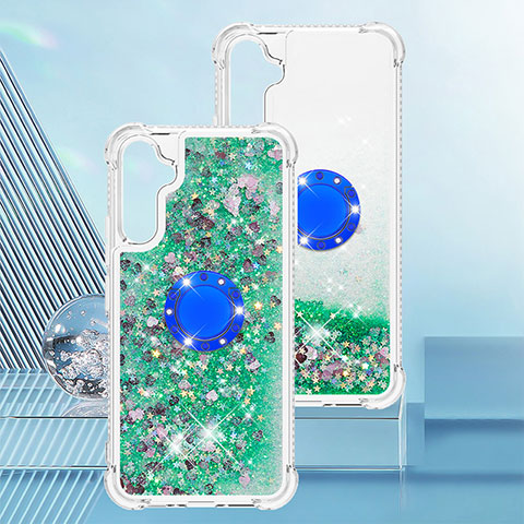 Funda Silicona Carcasa Goma Bling-Bling con Anillo de dedo Soporte YB1 para Samsung Galaxy A34 5G Verde