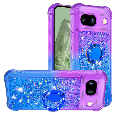 Funda Silicona Carcasa Goma Bling-Bling con Anillo de dedo Soporte YB2 para Google Pixel 8a 5G Morado