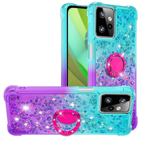 Funda Silicona Carcasa Goma Bling-Bling con Anillo de dedo Soporte YB2 para Motorola Moto G Power 5G (2023) Azul Cielo