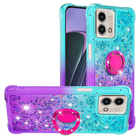 Funda Silicona Carcasa Goma Bling-Bling con Anillo de dedo Soporte YB2 para Motorola Moto G Stylus (2023) 4G Azul Cielo