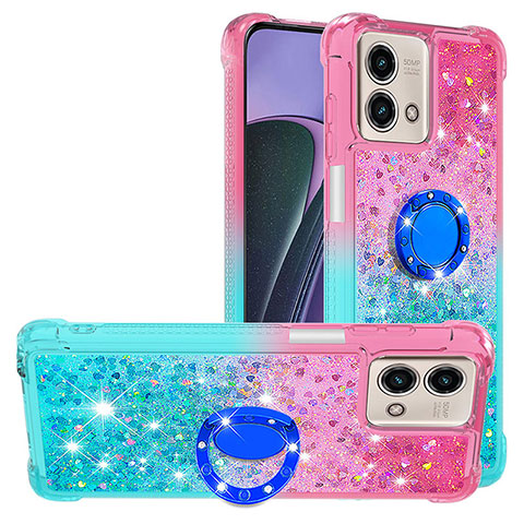 Funda Silicona Carcasa Goma Bling-Bling con Anillo de dedo Soporte YB2 para Motorola Moto G Stylus (2023) 5G Rosa