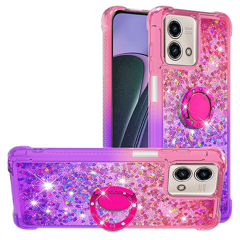 Funda Silicona Carcasa Goma Bling-Bling con Anillo de dedo Soporte YB2 para Motorola Moto G Stylus (2023) 5G Rosa Roja