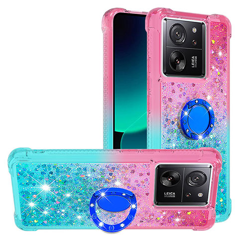 Funda Silicona Carcasa Goma Bling-Bling con Anillo de dedo Soporte YB2 para Xiaomi Mi 13T 5G Rosa