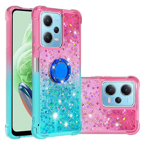 Funda Silicona Carcasa Goma Bling-Bling con Anillo de dedo Soporte YB2 para Xiaomi Redmi Note 12 5G Rosa