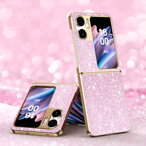 Funda Silicona Carcasa Goma Bling-Bling GS1 para Oppo Find N2 Flip 5G Oro Rosa