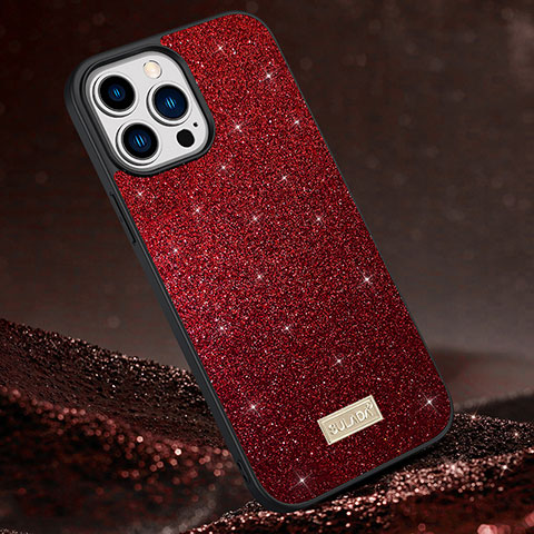 Funda Silicona Carcasa Goma Bling-Bling LD1 para Apple iPhone 13 Pro Max Rojo