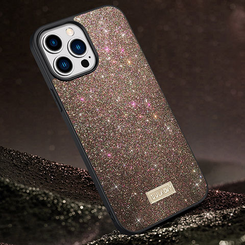 Funda Silicona Carcasa Goma Bling-Bling LD1 para Apple iPhone 14 Pro Max Marron