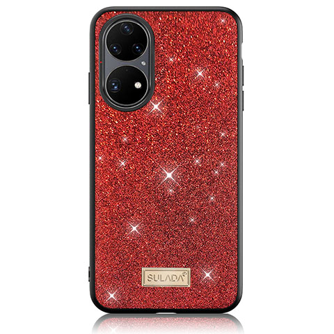 Funda Silicona Carcasa Goma Bling-Bling LD1 para Huawei P50 Pro Rojo