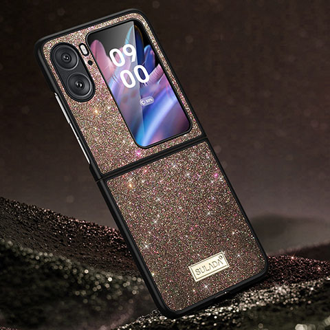 Funda Silicona Carcasa Goma Bling-Bling LD1 para Oppo Find N2 Flip 5G Marron