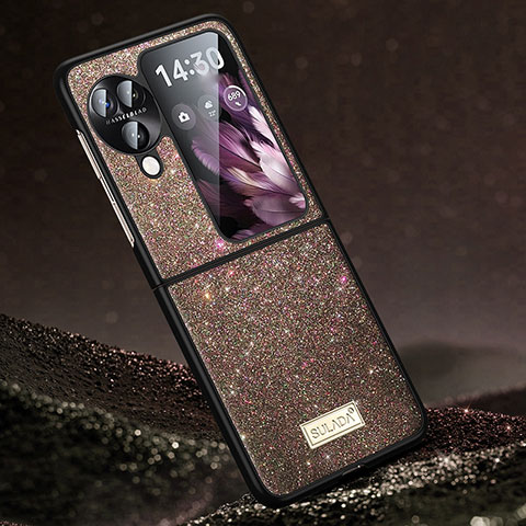 Funda Silicona Carcasa Goma Bling-Bling LD1 para Oppo Find N3 Flip 5G Marron