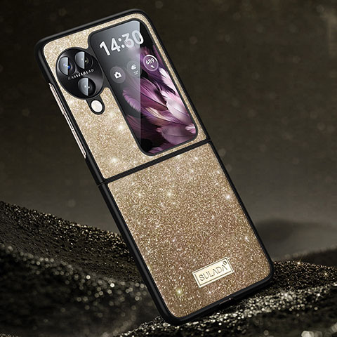 Funda Silicona Carcasa Goma Bling-Bling LD1 para Oppo Find N3 Flip 5G Oro