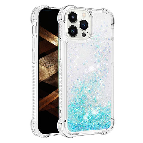 Funda Silicona Carcasa Goma Bling-Bling S01 para Apple iPhone 13 Pro Azul Cielo