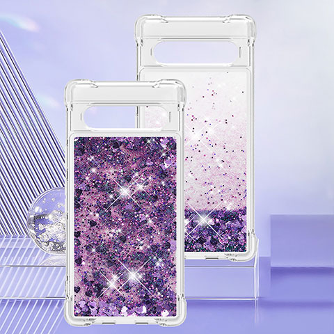 Funda Silicona Carcasa Goma Bling-Bling S01 para Google Pixel 7a 5G Morado