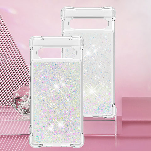 Funda Silicona Carcasa Goma Bling-Bling S01 para Google Pixel 7a 5G Plata