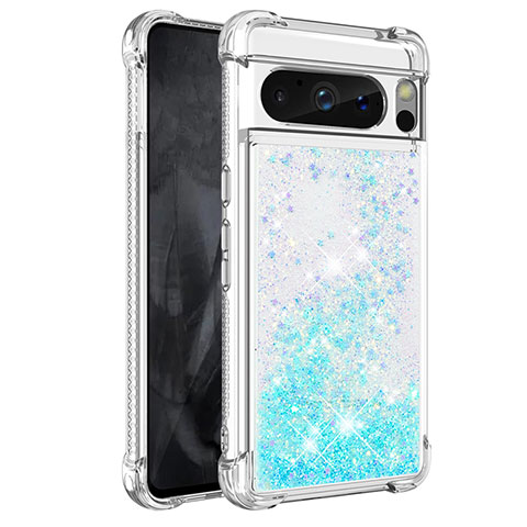 Funda Silicona Carcasa Goma Bling-Bling S01 para Google Pixel 8 Pro 5G Azul Cielo