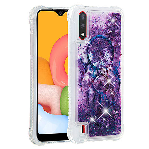 Funda Silicona Carcasa Goma Bling-Bling S01 para Samsung Galaxy A01 SM-A015 Morado