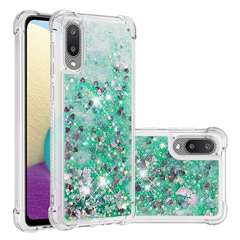 Funda Silicona Carcasa Goma Bling-Bling S01 para Samsung Galaxy A02 Verde