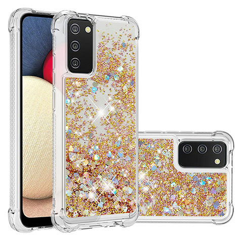 Funda Silicona Carcasa Goma Bling-Bling S01 para Samsung Galaxy A03s Oro