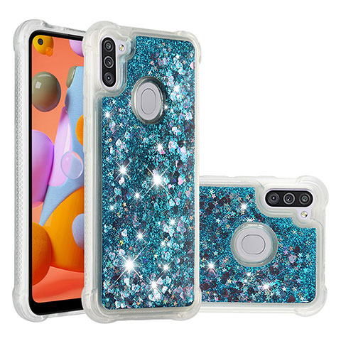 Funda Silicona Carcasa Goma Bling-Bling S01 para Samsung Galaxy A11 Azul