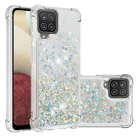 Funda Silicona Carcasa Goma Bling-Bling S01 para Samsung Galaxy A12 5G Plata