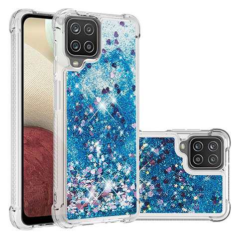 Funda Silicona Carcasa Goma Bling-Bling S01 para Samsung Galaxy A12 Azul