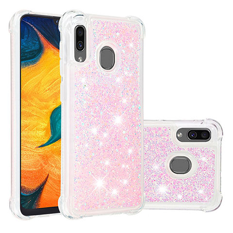 Funda Silicona Carcasa Goma Bling-Bling S01 para Samsung Galaxy A20 Rosa