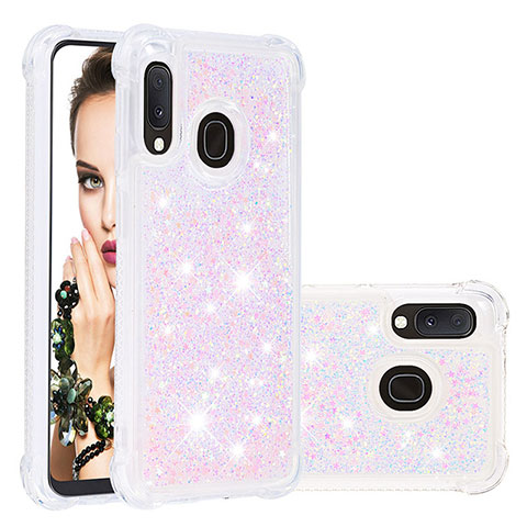 Funda Silicona Carcasa Goma Bling-Bling S01 para Samsung Galaxy A20e Rosa