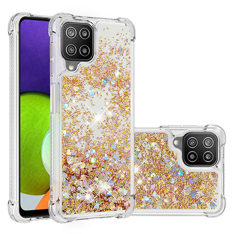 Funda Silicona Carcasa Goma Bling-Bling S01 para Samsung Galaxy A22 4G Oro