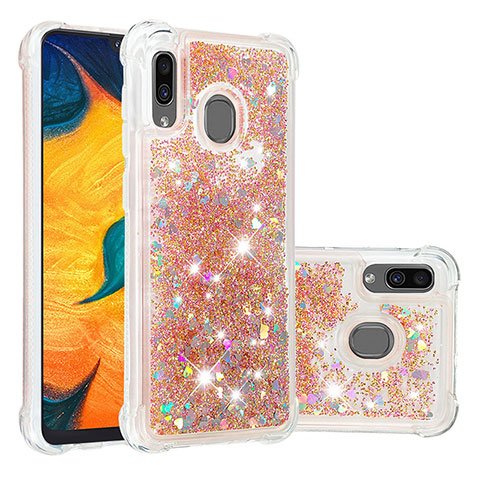 Funda Silicona Carcasa Goma Bling-Bling S01 para Samsung Galaxy A30 Oro