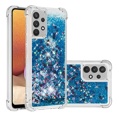 Funda Silicona Carcasa Goma Bling-Bling S01 para Samsung Galaxy A32 4G Azul