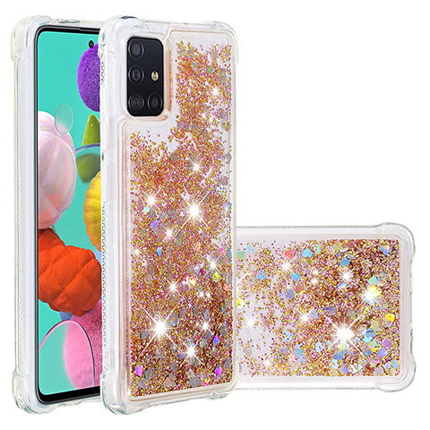 Funda Silicona Carcasa Goma Bling-Bling S01 para Samsung Galaxy A51 4G Oro