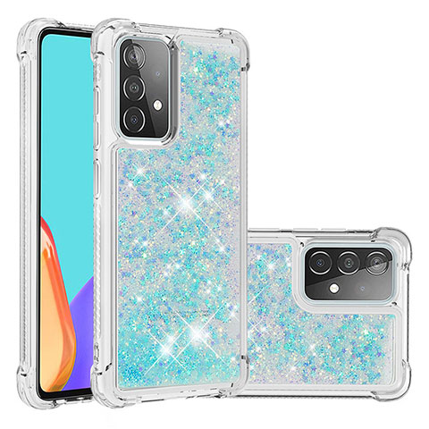 Funda Silicona Carcasa Goma Bling-Bling S01 para Samsung Galaxy A52 4G Azul Cielo