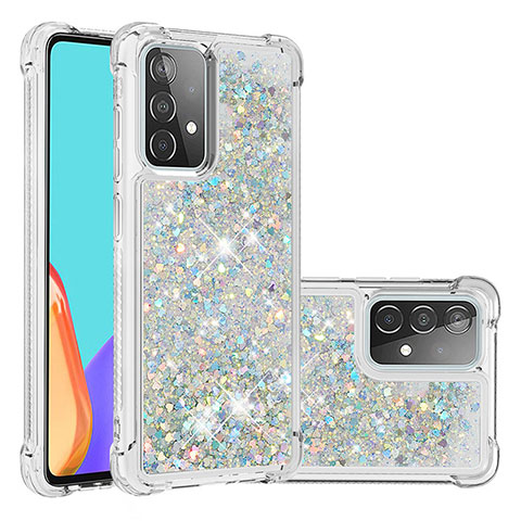 Funda Silicona Carcasa Goma Bling-Bling S01 para Samsung Galaxy A52 4G Plata