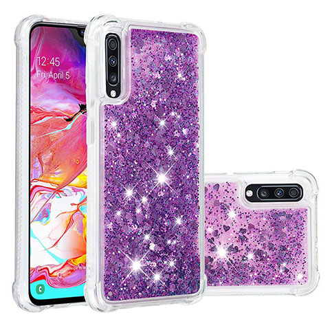 Funda Silicona Carcasa Goma Bling-Bling S01 para Samsung Galaxy A70S Morado