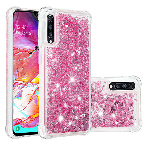 Funda Silicona Carcasa Goma Bling-Bling S01 para Samsung Galaxy A70S Rosa Roja