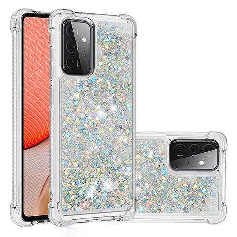 Funda Silicona Carcasa Goma Bling-Bling S01 para Samsung Galaxy A72 4G Plata