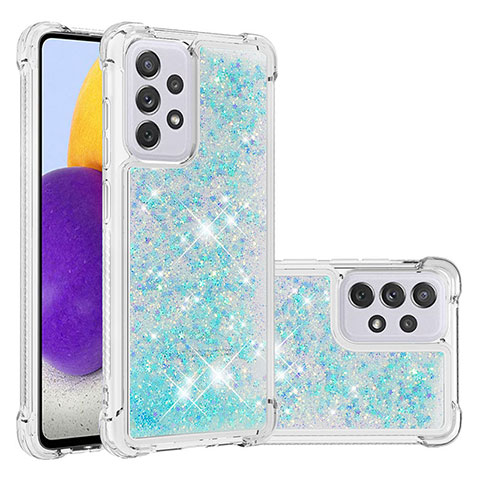 Funda Silicona Carcasa Goma Bling-Bling S01 para Samsung Galaxy A73 5G Azul Cielo