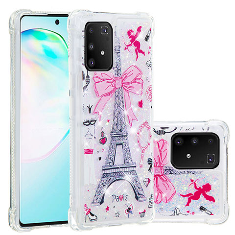 Funda Silicona Carcasa Goma Bling-Bling S01 para Samsung Galaxy A91 Rosa