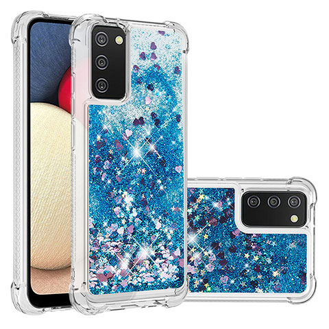 Funda Silicona Carcasa Goma Bling-Bling S01 para Samsung Galaxy F02S SM-E025F Azul