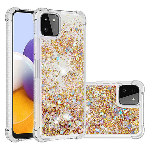 Funda Silicona Carcasa Goma Bling-Bling S01 para Samsung Galaxy F42 5G Oro